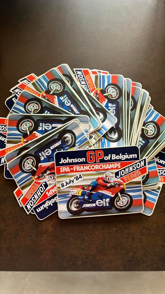 Lot de 50 autocollants Johnson GP FRANCORCHAMPS 8 July 84, Enlèvement ou Envoi, Comme neuf
