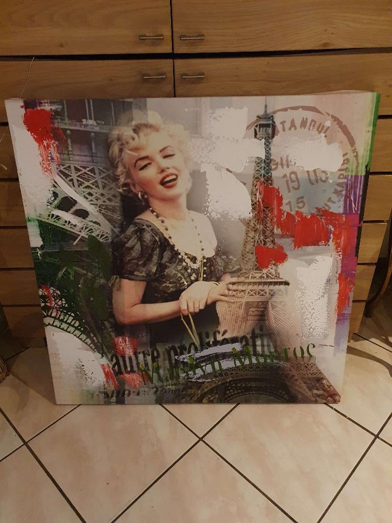 Grand tableau Marilyn Monroe avec reliefs de peinture, Antiquités & Art, Enlèvement