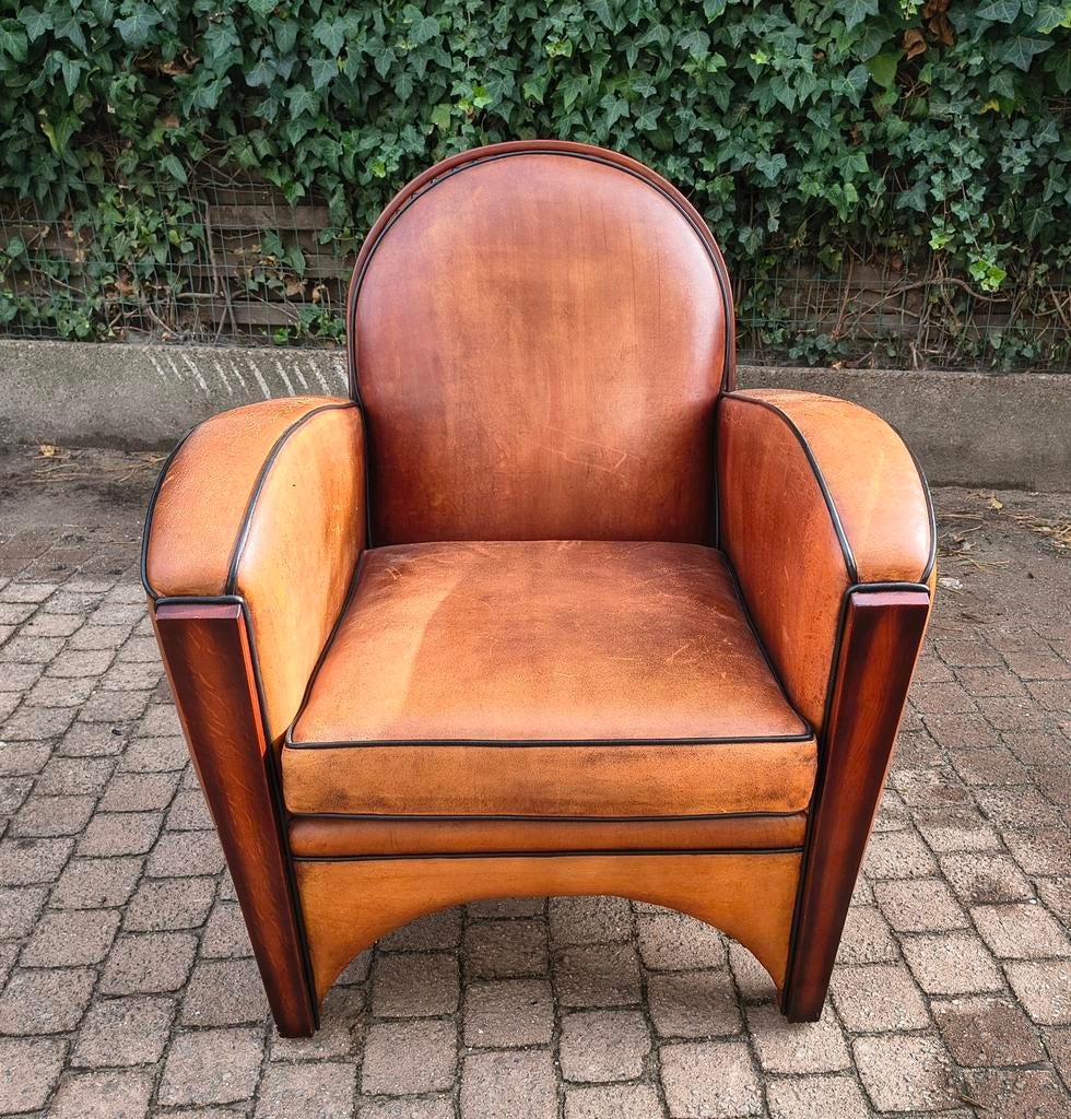 Prachtige Echt Lederen Fauteuil Clubzetel Te Koop Intermassa, Ophalen