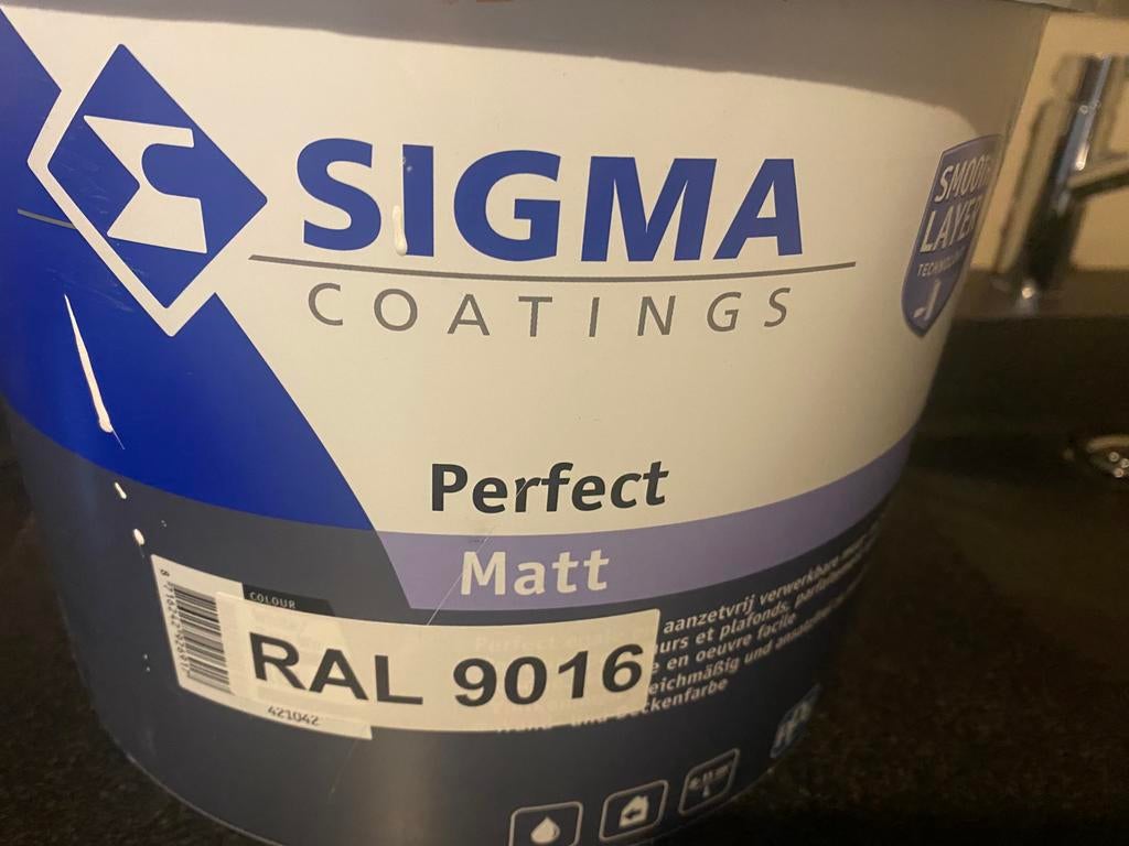 Sigma witte verf 10liter ral 9016, Neuf, 10 à 15 litres, Enlèvement, Peinture