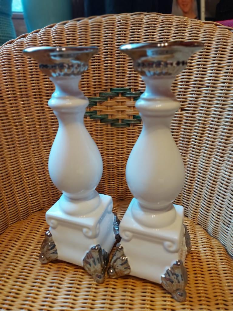 2 x keramiek kandelaar, Overige materialen, 25 tot 50 cm, Overige kleuren, Nieuw
