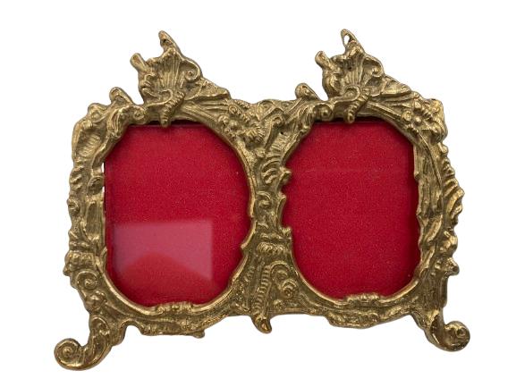 Dubbel fotokader in verguld brons – Art Nouveau – 1900–1920, Antiek en Kunst, Ophalen of Verzenden