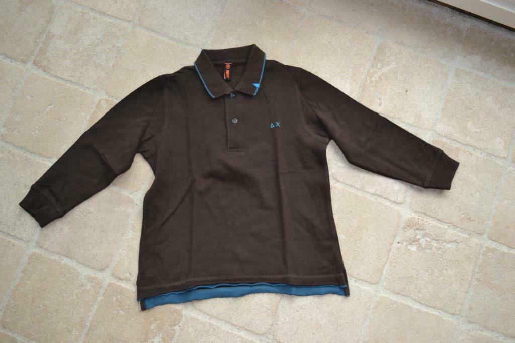 Polo Bruin Sun68 lange mouwen 4j, Enlèvement ou Envoi, Comme neuf, Garçon, Chemise ou À manches longues