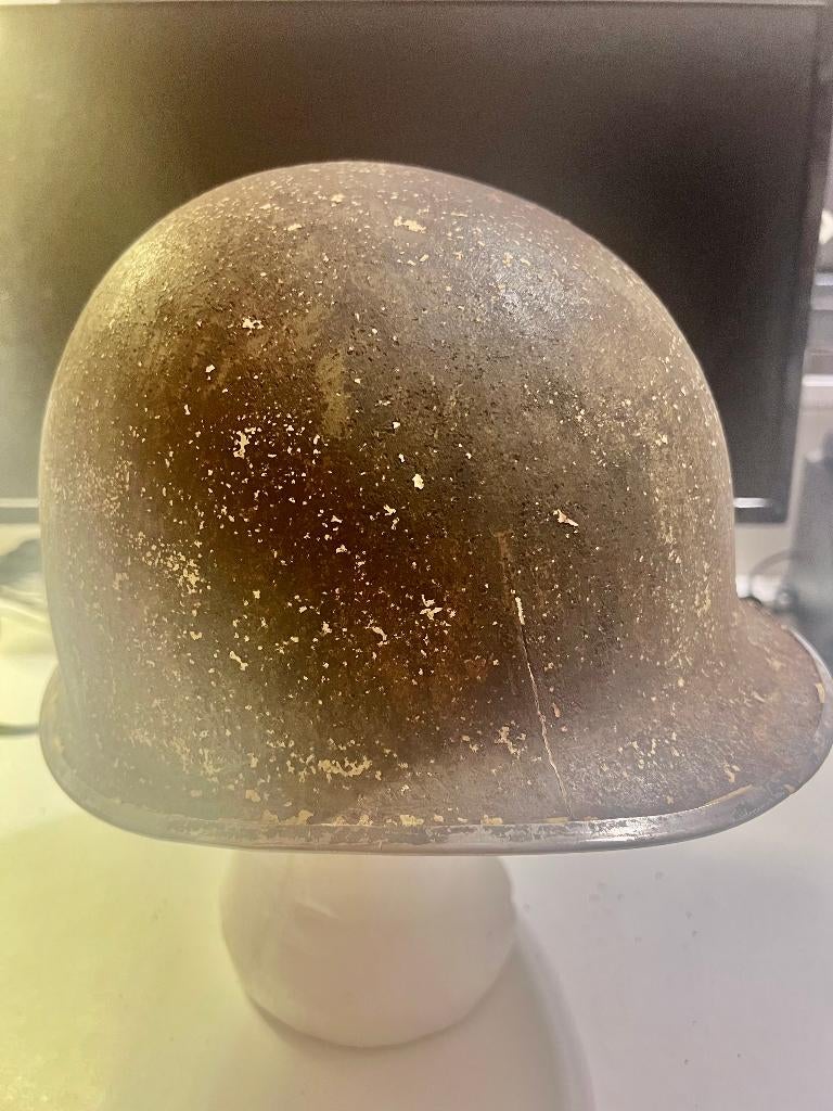 Casque US WW2 original - Ardennes 1944, Collections, Enlèvement ou Envoi