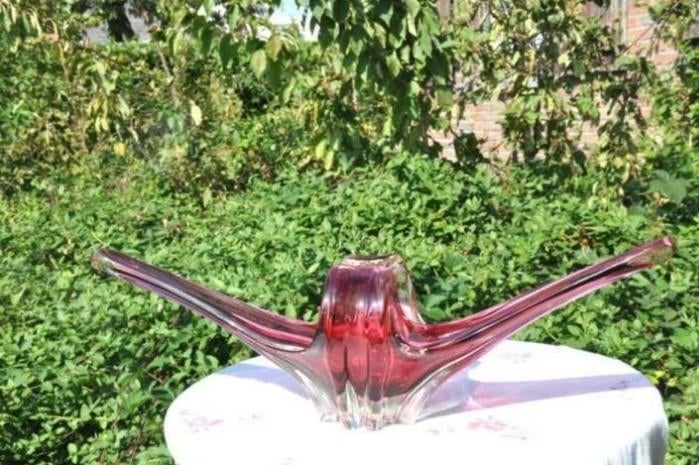 § vasque cristal effile rouge et incolore, Ophalen of Verzenden