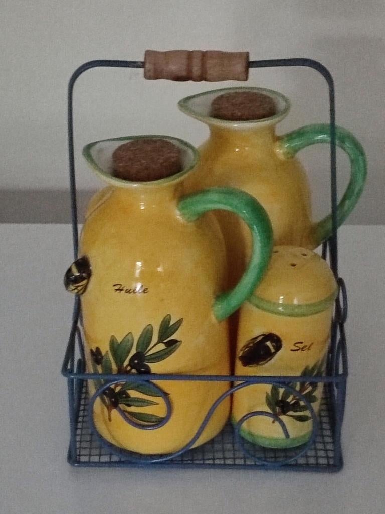 Ensemble huile, vinaigre, sel et poivre, Enlèvement ou Envoi