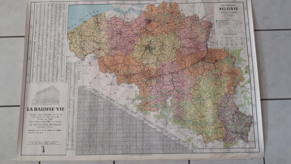 Carte commerciale de Belgique et du Grand-Duché de Luxembour, Enlèvement ou Envoi, Belgique, Utilisé, Carte géographique