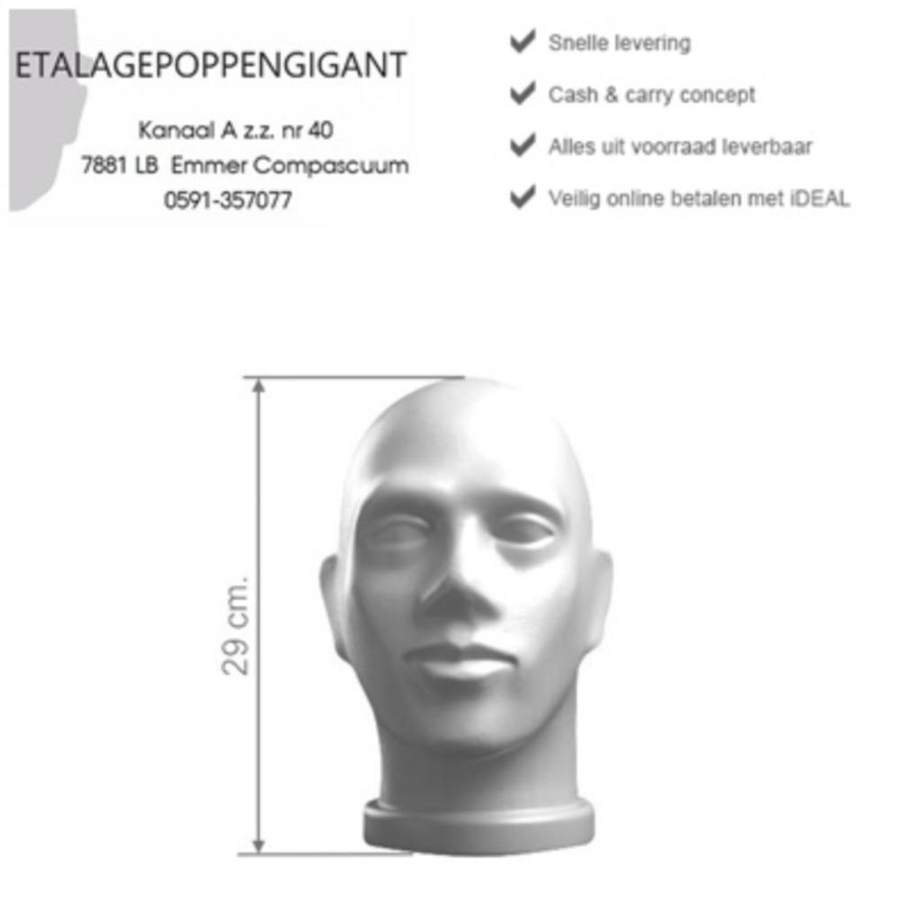 Presentatie Hoofd Kunststof div. Kleuren Etalagepoppengigant, Enlèvement ou Envoi, Neuf, One size fits all, ETALAGEPOPPENGIGANT.NL