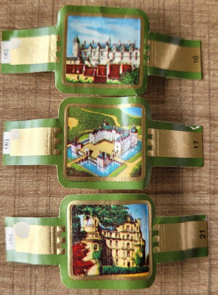 3 oude sigarenbandjes: Franse kastelen, Enlèvement ou Envoi, Utilisé, Bagues de cigare