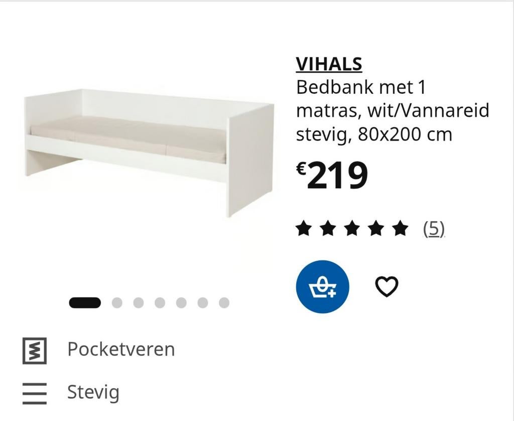 Ikea Vihals Bedbank  - 80x200cm, Huis en Inrichting, Slaapkamer | Slaapbanken, Ophalen