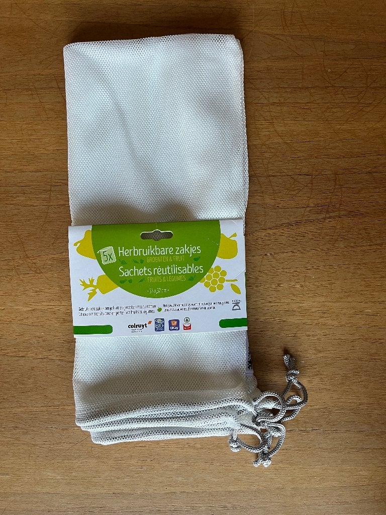 5 herbruikbare zakjes, Huis en Inrichting, Keuken | Textiel, Wit, Nieuw, Ophalen of Verzenden, Overige typen