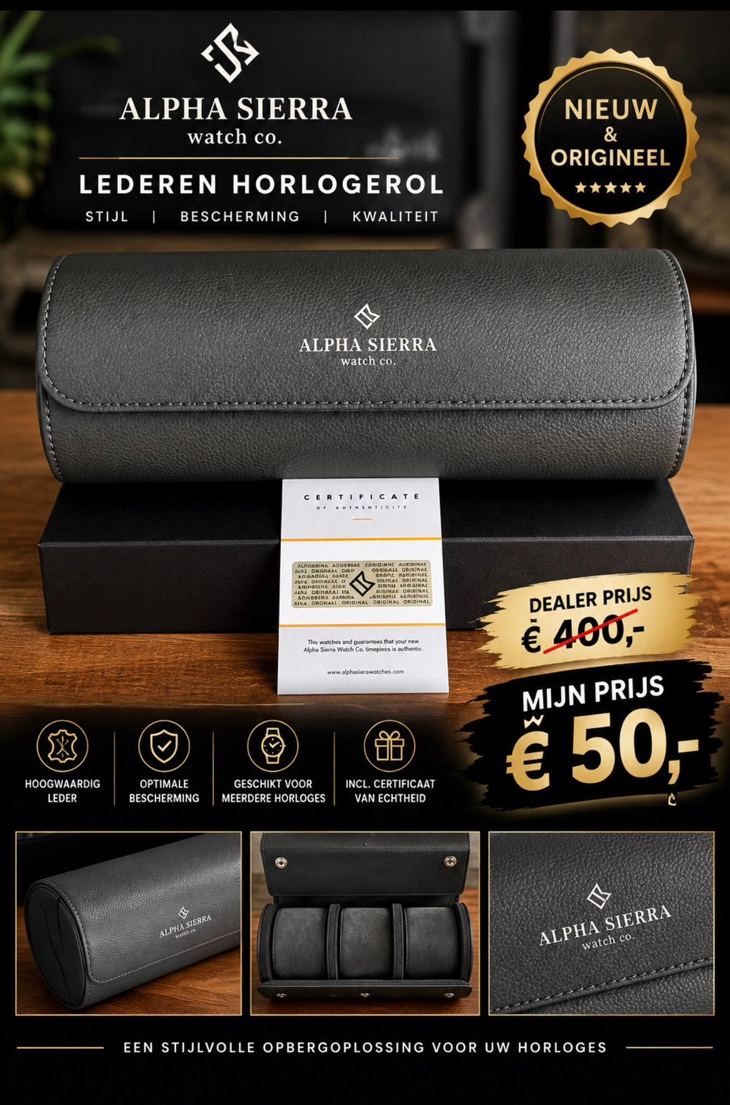 LUXUEUZE HORLOGEROL ALPHA SIERRA TWV400€! NIEUW,CERTIFICAAT, Handtassen en Accessoires, Ophalen of Verzenden, Nieuw