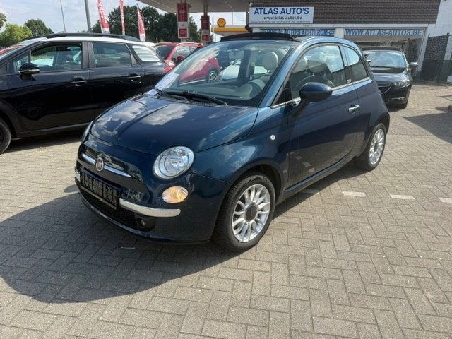 Fiat 500 Cabrio Benzine Airco Navi Leer ALU PDC TOP!, Auto's, 63 kW, Cabriolet, Blauw, Leder en Stof