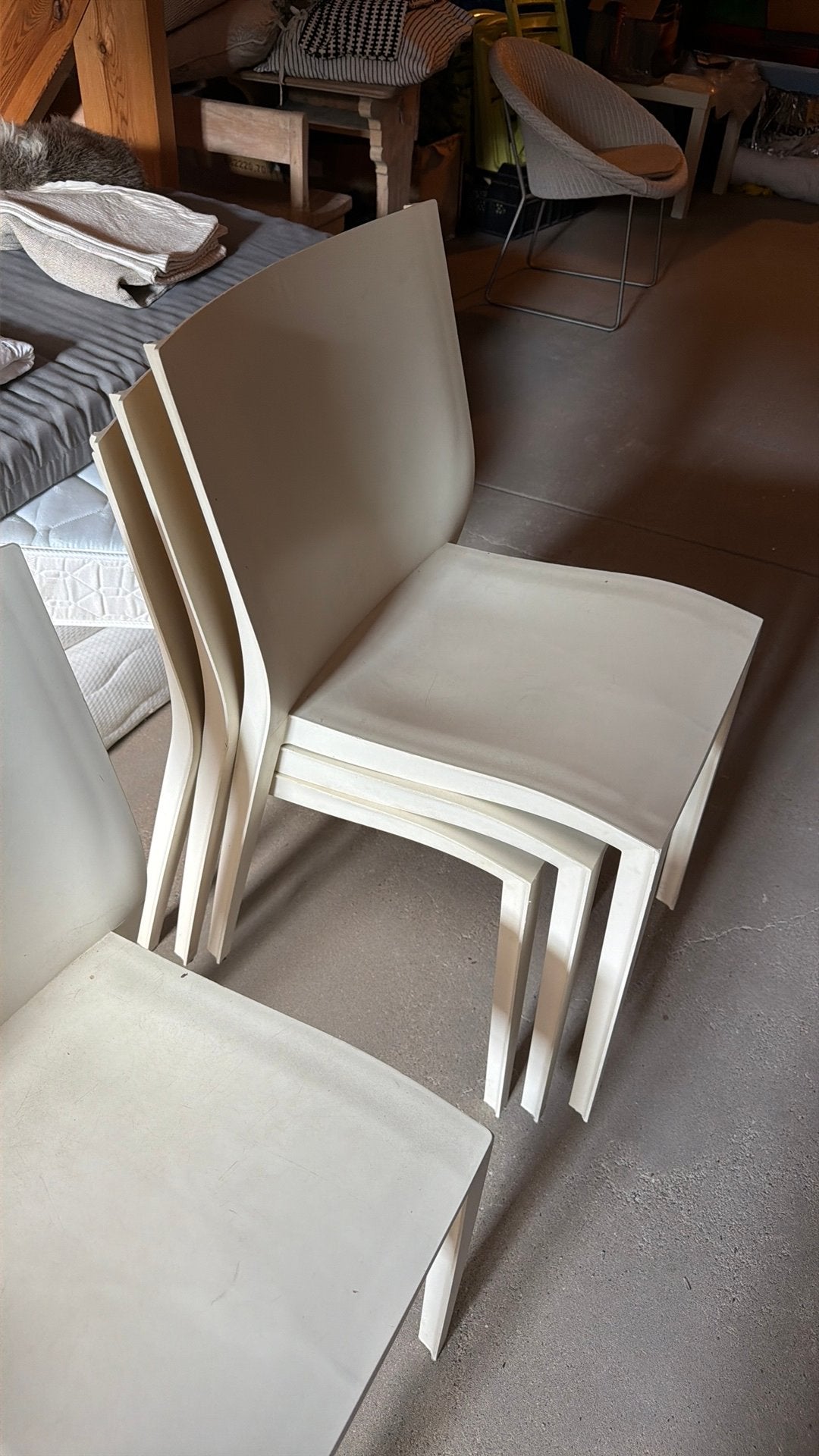 4 witte stoelen Starck, Ophalen, Gebruikt, Kunststof