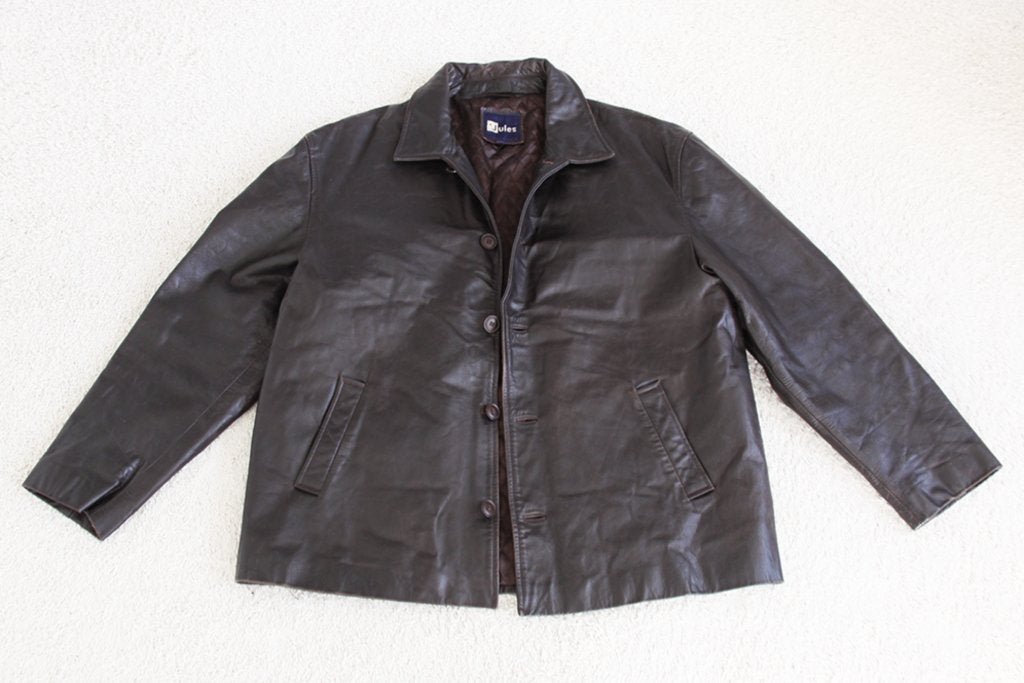 Très belle veste Jules en cuir vintage pour homme (XL) €85,-, Jules, Taille 56/58 (XL), Brun, Porté