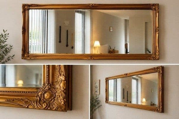 Beau miroir doré, Enlèvement, Rectangulaire, 50 à 75 cm, 100 à 150 cm