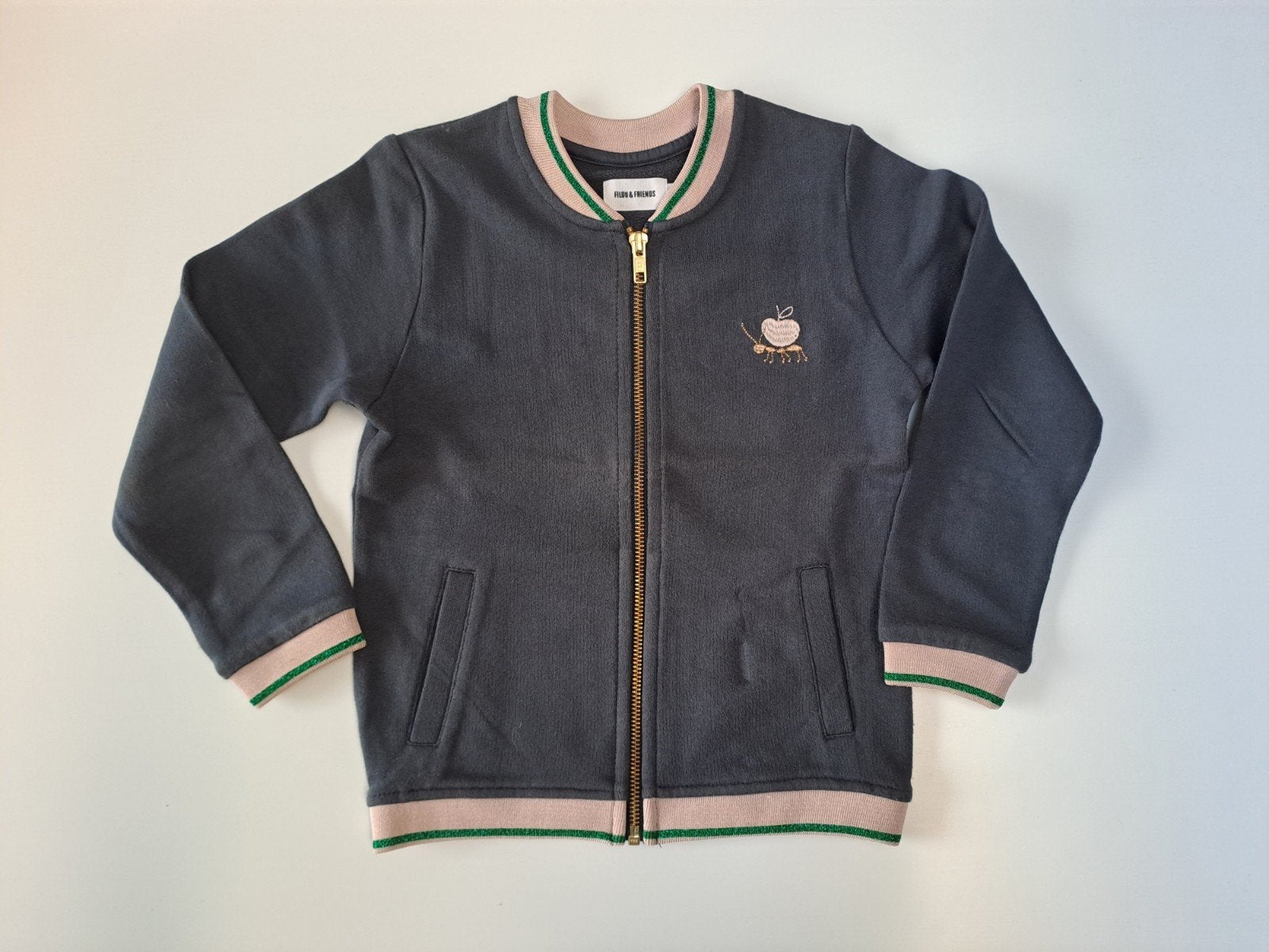 Veste bomber bleu foncé t 6a avec fourmi et pomme, Enfants & Bébés, Enlèvement ou Envoi, Pull ou Veste, Utilisé, Fille