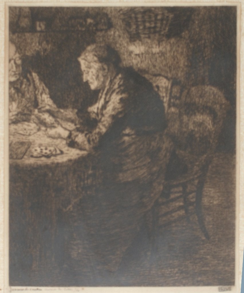 François Pycke (1890-1960): Joueurs de cartes (53 x 72 cm), Enlèvement, Eau-forte, Numéroté