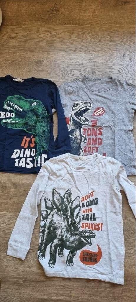 3 longsleeves met Dino op maat 122 - 128, Enfants & Bébés, Vêtements enfant | Taille 122, Garçon, Enlèvement ou Envoi, Chemise ou À manches longues