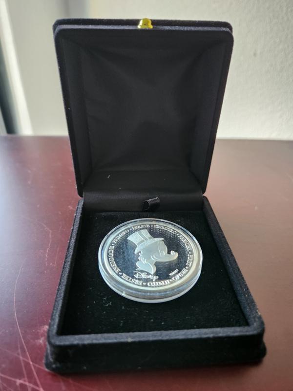 Walt Disney Dagobert Duck Eerste Euro Zilver Munt, Verzamelen, Disney, Zo goed als nieuw, Overige typen, Donald Duck, Ophalen