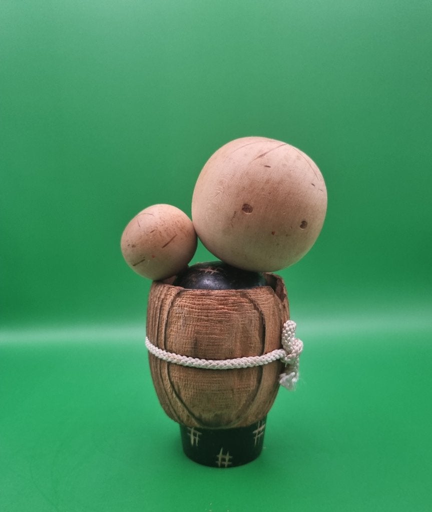 Kokeshi Oyako vintage, Antiquités & Art, Enlèvement ou Envoi, Japon, Bois, 14 cm
