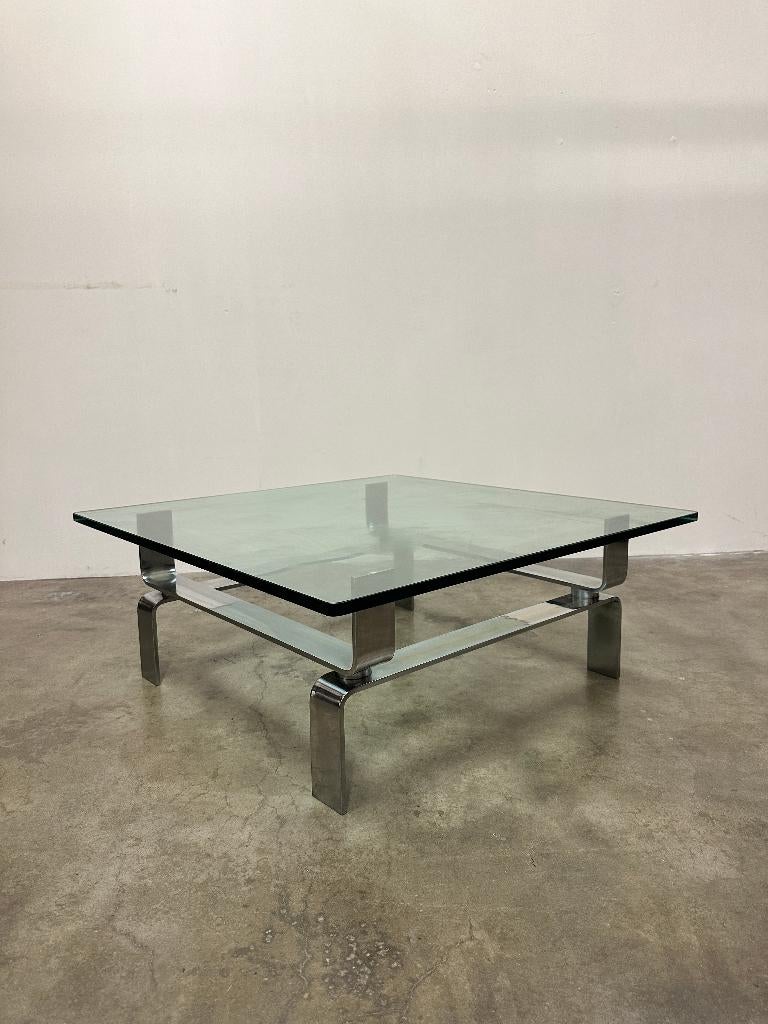 Vintage chrome salon tafel, Ophalen, Gebruikt, Vintage chrome, Vierkant