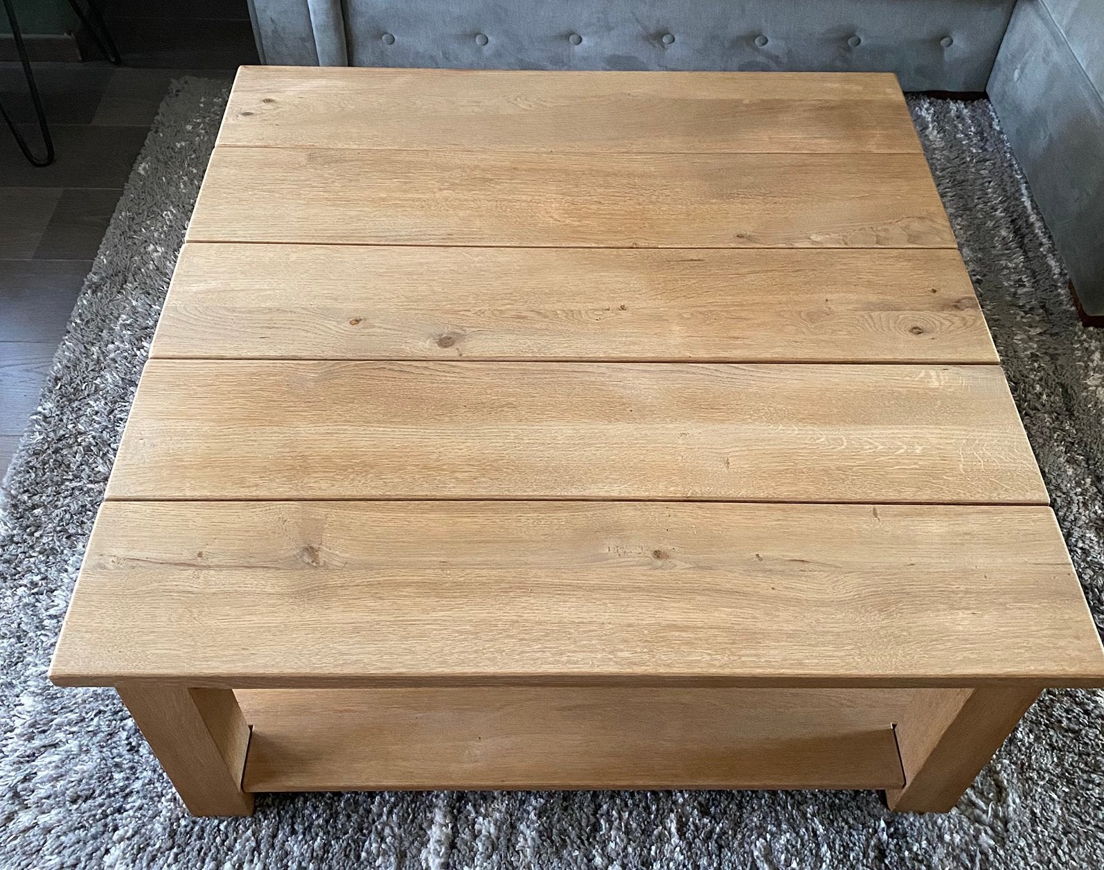 Massief eiken salontafel, Huis en Inrichting, Tafels | Salontafels, Ophalen, 50 – 75, Gebruikt, 50 tot 100 cm