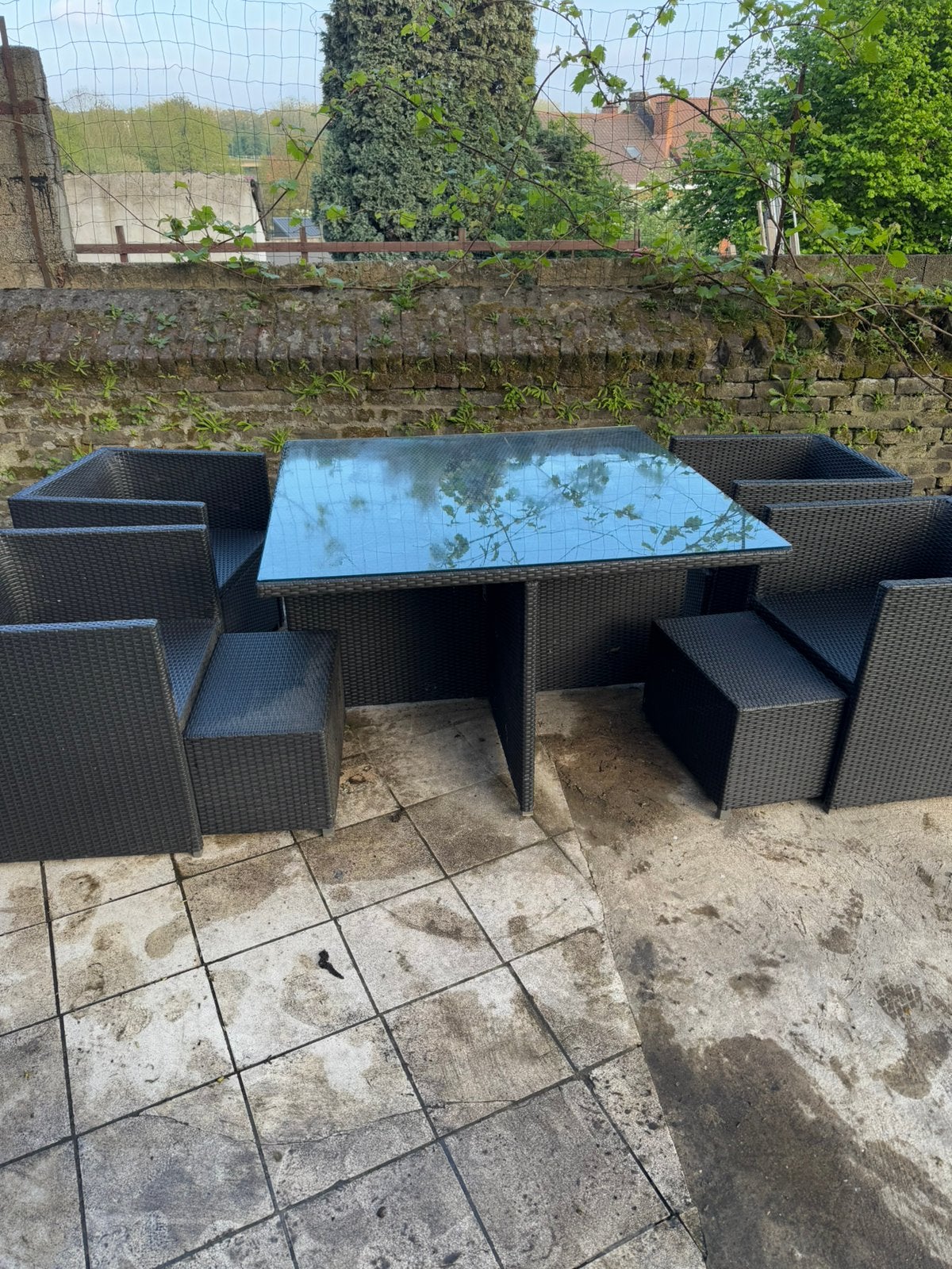 Salon de jardin encastrable 130x130, Jardin & Terrasse, Enlèvement, Comme neuf