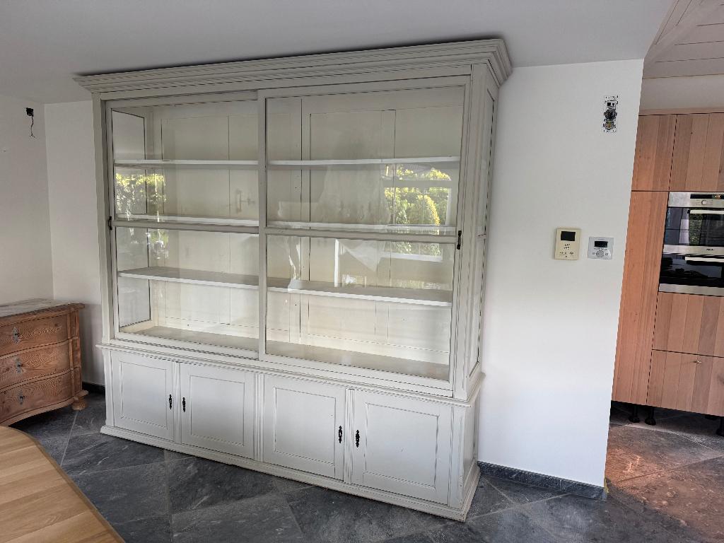 Antieke grenen vitrinekast, Ophalen, Vintage, Grenenhout, Gebruikt