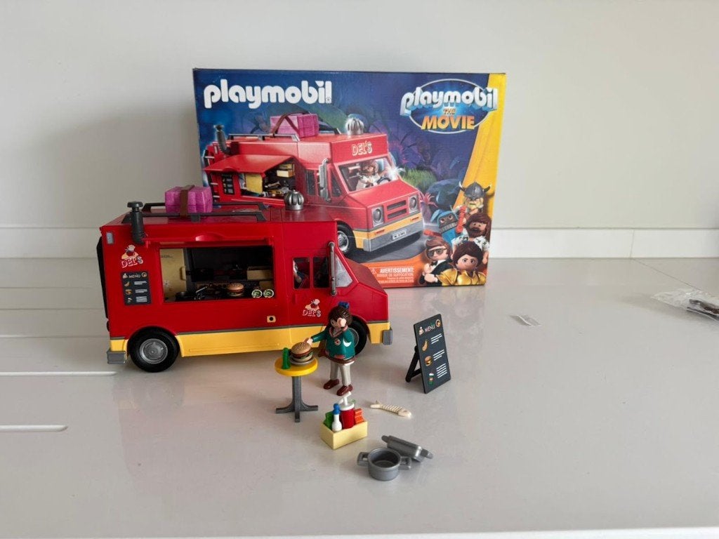 playmobil: Del's foodtruck The Movie, Ophalen of Verzenden, Zo goed als nieuw, Complete set