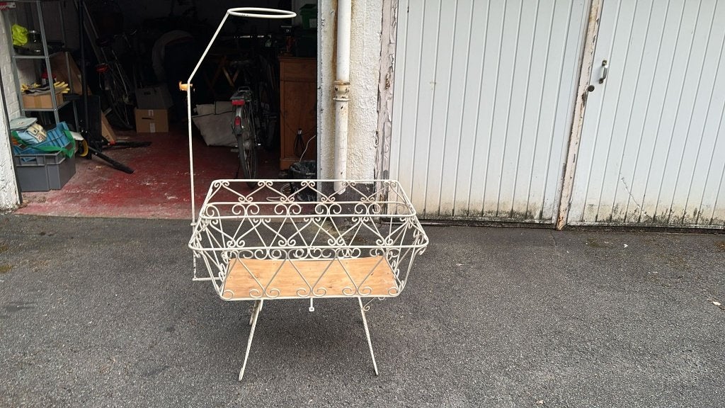 Antieke ijzeren wieg met houten bodem – vintage, Ophalen, Gebruikt, Wieg