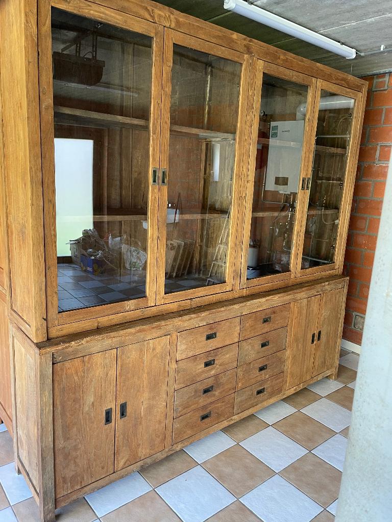 Vitrinekast Old recycled teak, Enlèvement, Comme neuf, Teck, Avec tiroir(s)