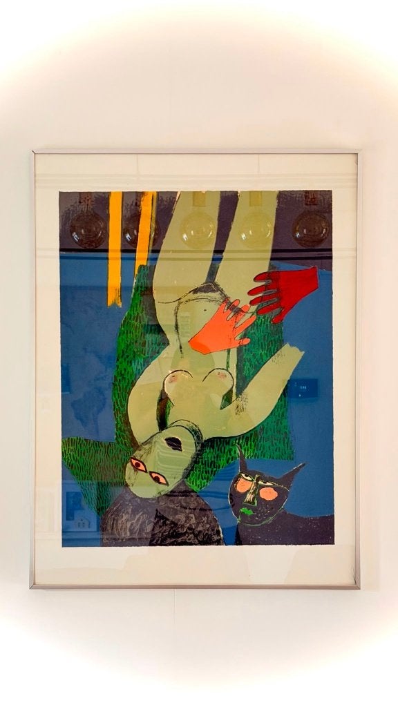 Corneille – La Femme au Chat – Handgesigneerde, Antiek en Kunst, Ophalen, Ingelijst, Linosnede, Abstract