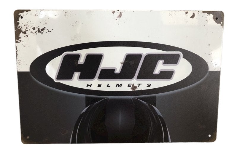 Metalen HJC HELMETS vintage look wandplaat - 20x30cm, Ophalen of Verzenden, Nieuw, Reclamebord