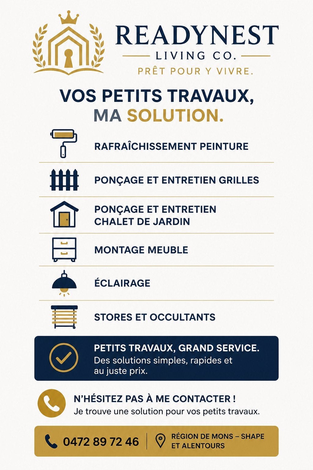 Rafraîchissement habitation & petits travaux soignés