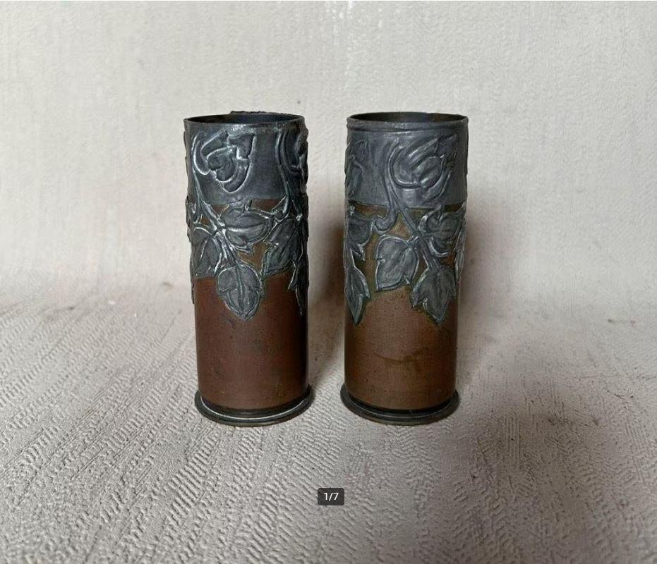 wo1 - 3,7cm Krupp Sockelflak hulzen trench art - LEEG, Enlèvement ou Envoi, Armée de terre, Douilles ou Pièces de fouille