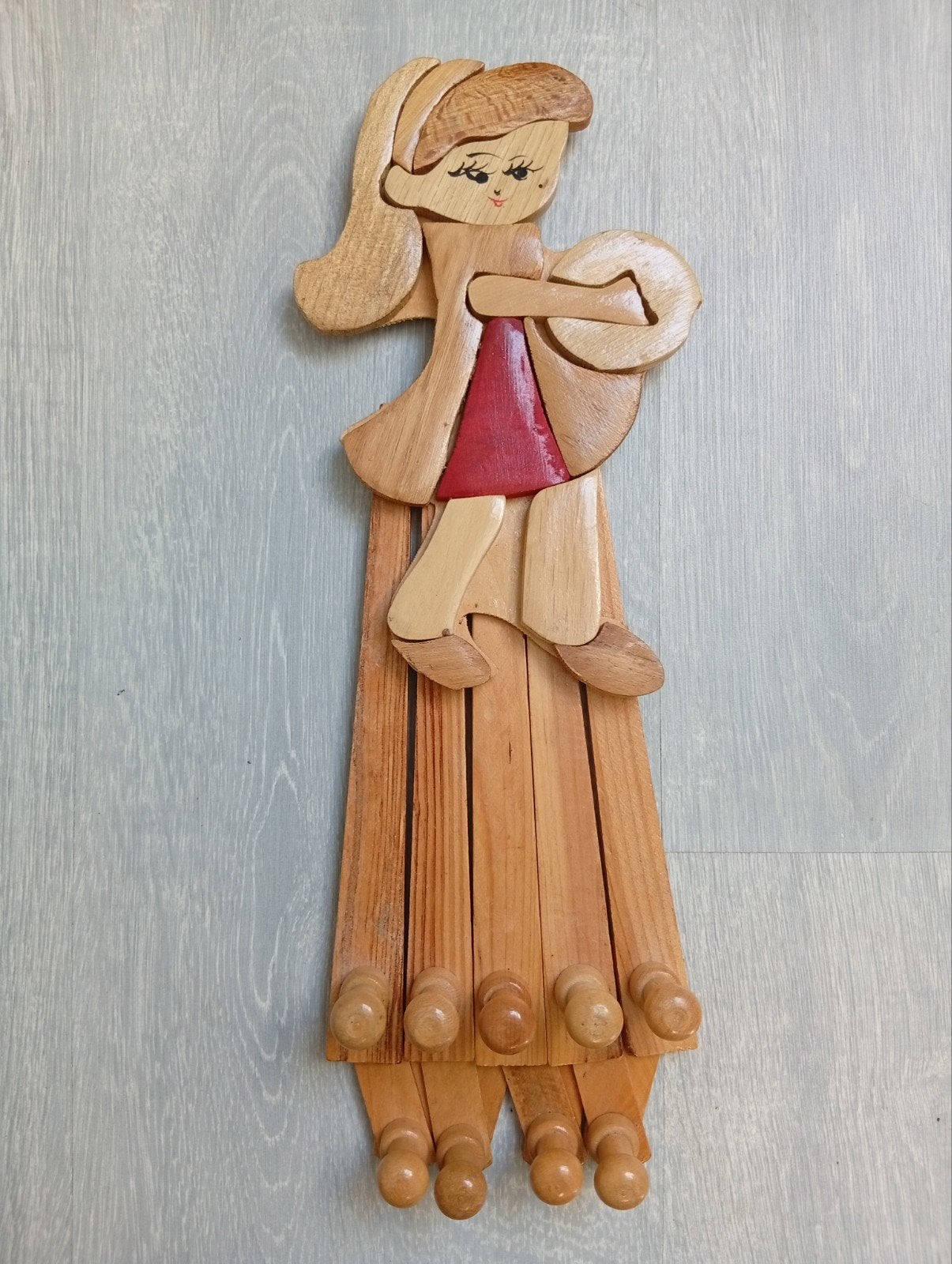 Houten retro wandkapstok - vorm van een klein meisje (a), Ophalen of Verzenden, Kind