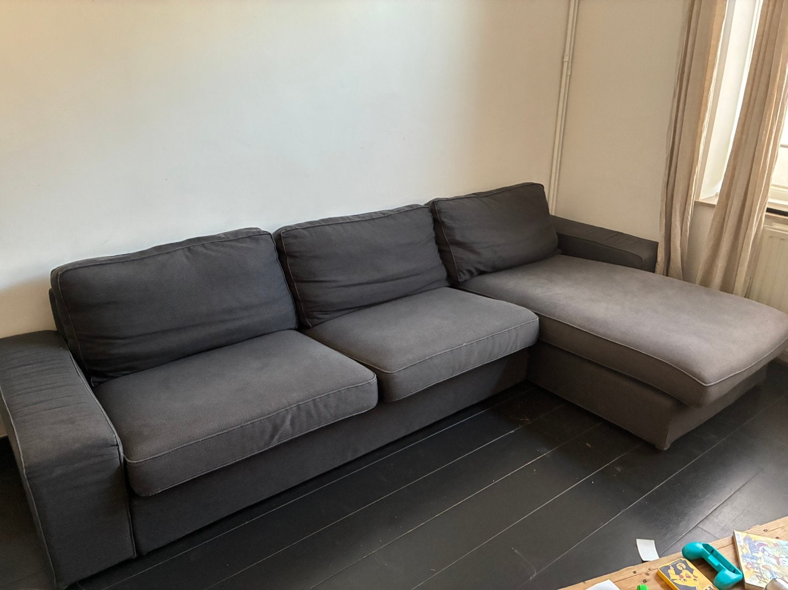 Canapé avec meridienne 3-4 personnes anthracite, Maison & Meubles, Enlèvement, Utilisé, Tissus, Moderne