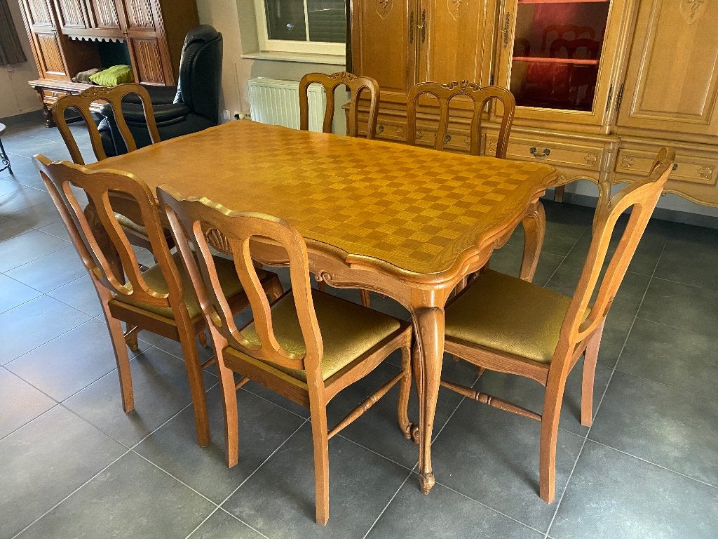 Bretoense tafel (uittrekbaar) met 6 stoelen, Ophalen, Gebruikt, Bretoens, Vijf personen of meer