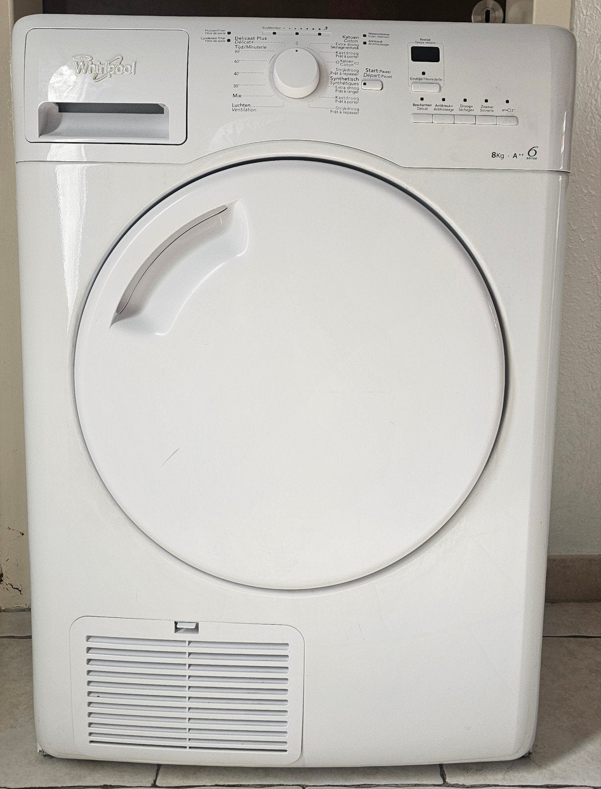 whirlpool warmtepomp droogkast 8KG A++ th6sense, Elektronische apparatuur, Ophalen, 8 tot 10 kg, Zo goed als nieuw, Condens
