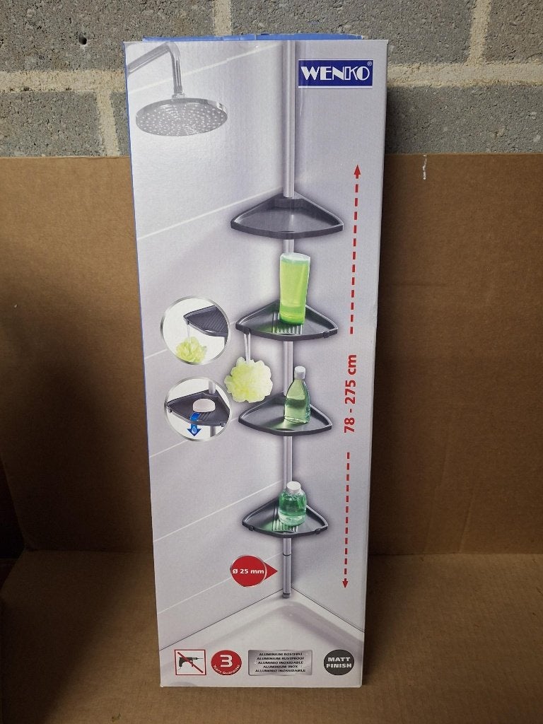 WENKO telescopisch doucherek 4 planken zonder boren badkamer, Overige merken, Nieuw, Ophalen of Verzenden, Douche-accessoire