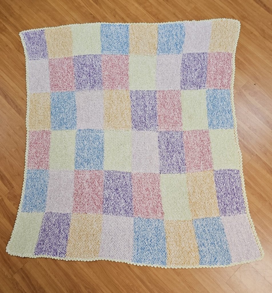 Granny-square pastel 175/155cm, Ophalen of Verzenden, Zo goed als nieuw, Geel, Gehaakt