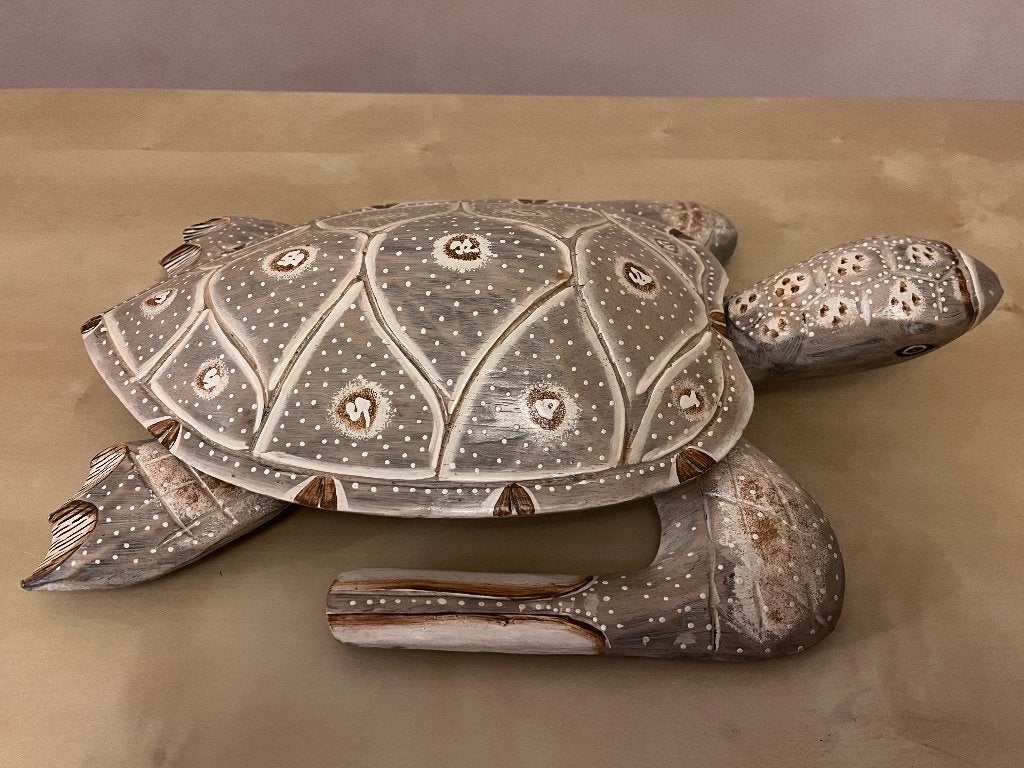 Tortue en bois artisanale Kho Tao - Déco style Boho - NEUF, Neuf, Beige, Boho, Enlèvement