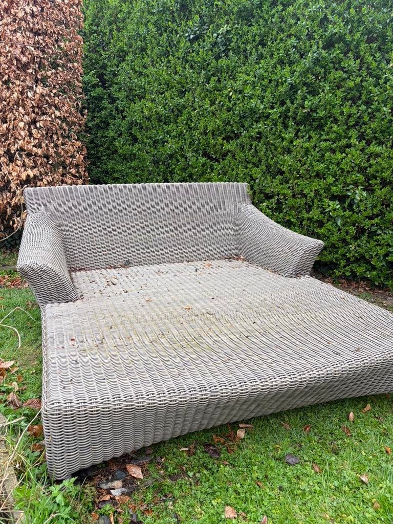 Ligbed, wicker, Tuin en Terras, Ligbedden, Ophalen, Gebruikt, Wicker, Verrijdbaar