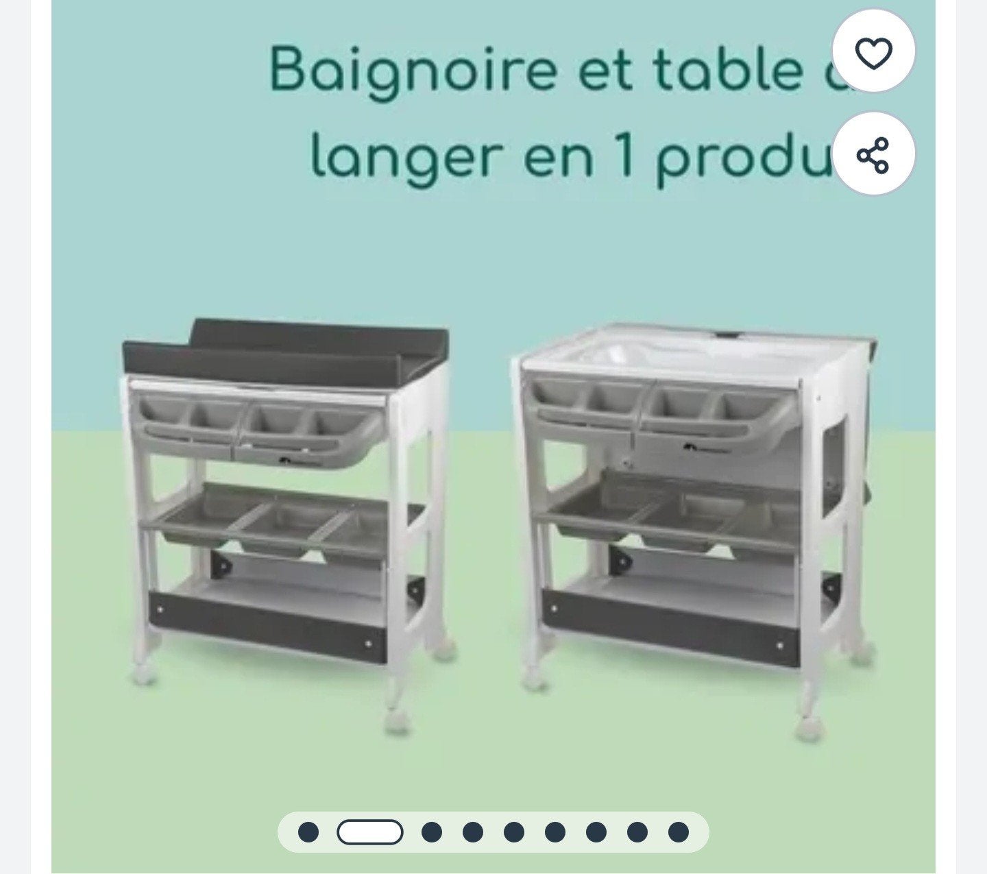 Table à langer 2 en 1 avec baignoire, Enfants & Bébés