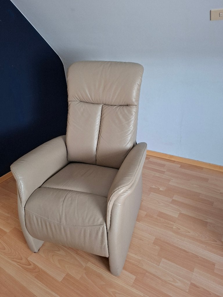 Lederen relaxzetel, Huis en Inrichting, Fauteuils, Ophalen, Zo goed als nieuw, Leer