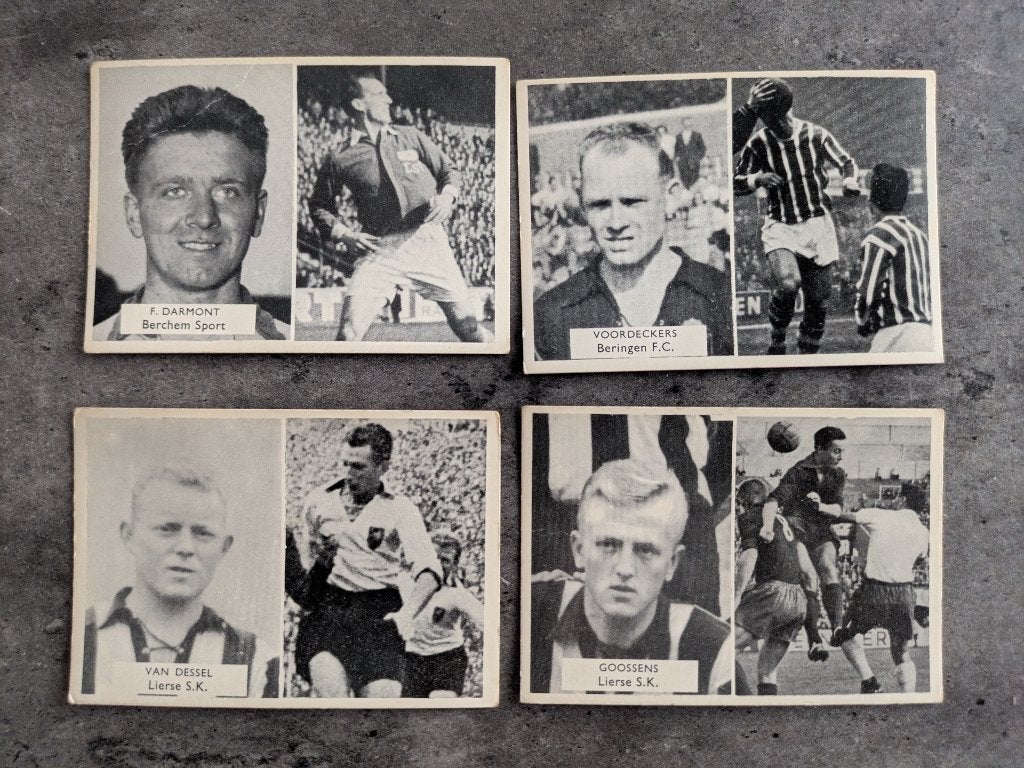 Voetbal kaarten MAPLE LEAF 1950s zeer zeldzaam 4x, Verzenden, Zo goed als nieuw