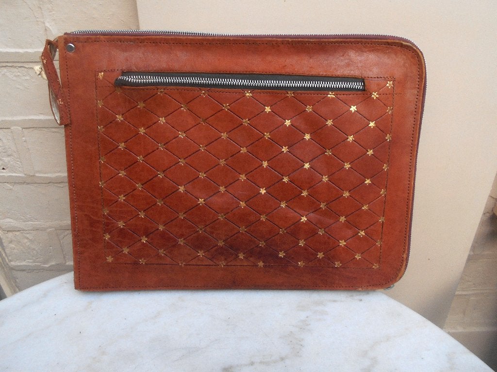 ancienne pochette en cuir, Enlèvement ou Envoi, Utilisé, Brun, Cuir