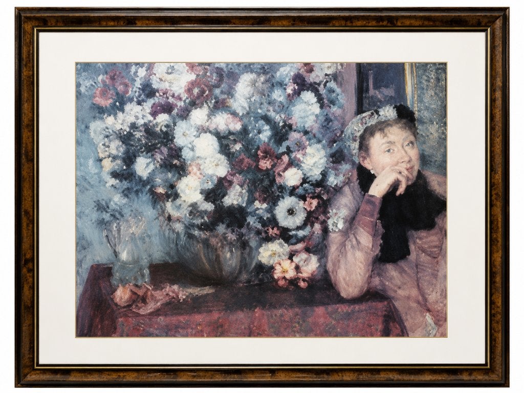 Grand cadre reproduction "Jeune femmes aux fleurs 111x91cm, Avec verre, Cadre poster, Comme neuf, 111 cm