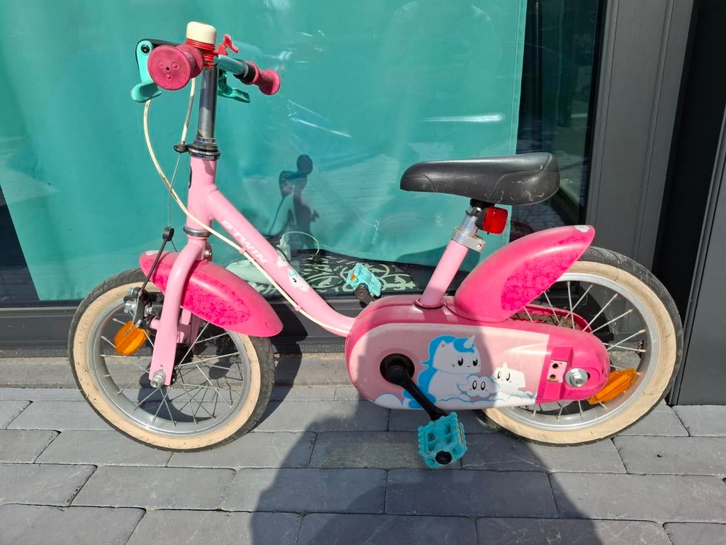 14 inch Btwin Unicorn Kinderfiets, Ophalen, Btwin, Zijwieltjes